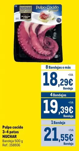 Oferta de Nuchar - Pulpo Cocido 3a Patas por 21,55€ en Makro