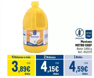 Oferta de Chef - Metro  - Mostaza por 4,59€ en Makro