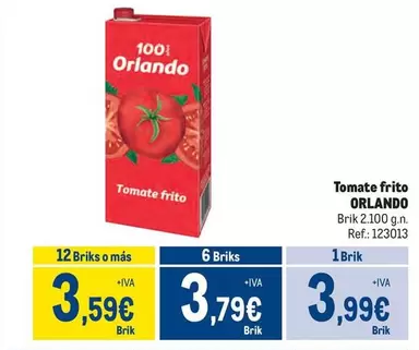 Oferta de Orlando - Tomate Frito por 3,99€ en Makro