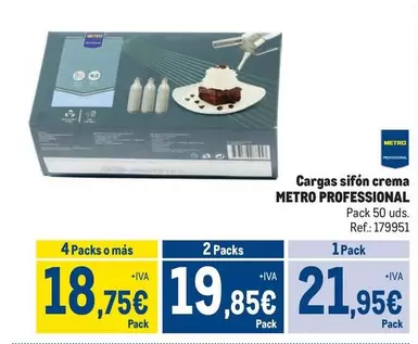 Oferta de Metro Professional - Carga Sifón Crema por 21,95€ en Makro