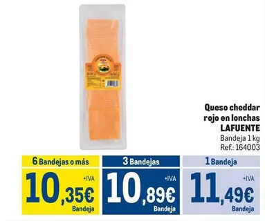 Oferta de Lafuente - Queso Cheddar Rojo En Lonchas por 11,49€ en Makro