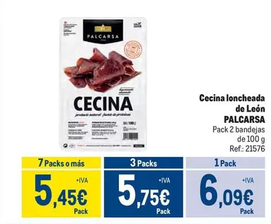 Oferta de Palcarsa - Cecina Loncheada De Leon por 6,09€ en Makro