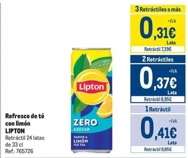 Oferta de Lipton - Refresco De Té Con Limón por 0,41€ en Makro