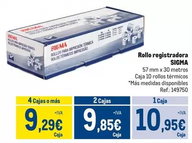 Oferta de Sigma - Rollo Registradora por 10,95€ en Makro