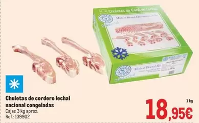 Oferta de Chuletas De Cordero Lechal Nacional Congeladas por 18,95€ en Makro