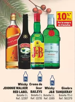 Oferta de Tanqueray - Whisky Crema De Licor Whisky Ginebra en Makro