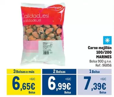 Oferta de Marines - Carne Mejillon 100/200 por 7,39€ en Makro