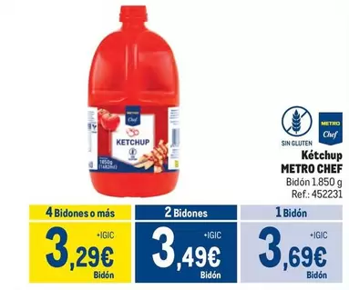 Oferta de Chef - Metro  - Ketchup por 3,69€ en Makro