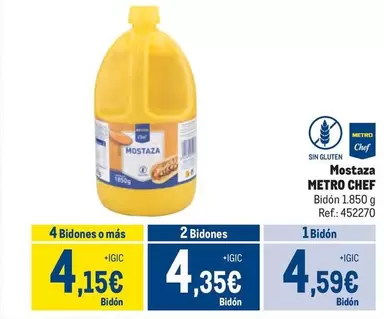 Oferta de Chef - Metro  - Mostaza por 4,59€ en Makro