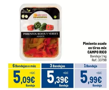 Oferta de Campo Rico - Pimiento Asado En Tiras Mix por 5,99€ en Makro