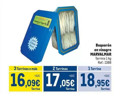 Oferta de Marvalmar - Boqueron En Vinagre por 18,95€ en Makro