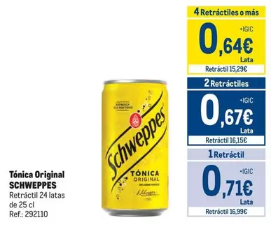 Oferta de Schweppes - Tónica Original por 0,71€ en Makro