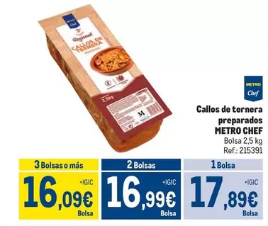 Oferta de Chef - Metro  - Callos De Ternera Preparados por 17,89€ en Makro