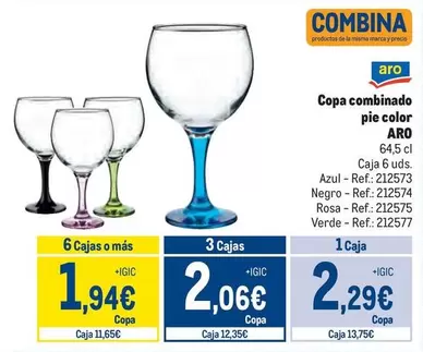 Oferta de Aro - Copa Combinado Pie Color por 2,29€ en Makro