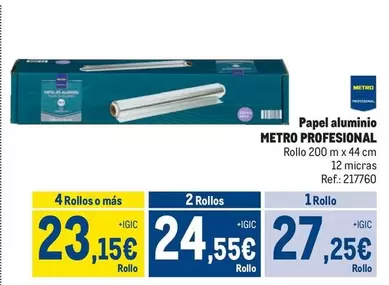 Oferta de Metro Professional - Papel Aluminio por 27,25€ en Makro