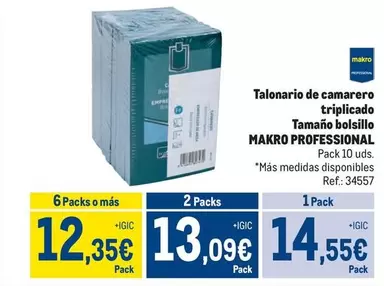 Oferta de Makro - Talonario De Camarero Triplicado por 14,55€ en Makro