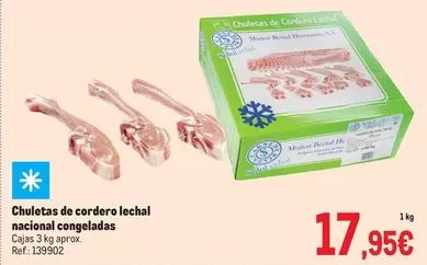 Oferta de Chuletas De Cordero Lechal Nacional Congeladas por 17,95€ en Makro