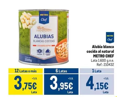 Oferta de Metro Chef - Alubia Blanca Cocida Al Natural por 4,15€ en Makro