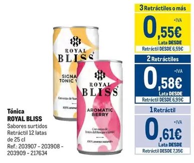 Oferta de Royal -  Bliss - Tonica por 0,61€ en Makro