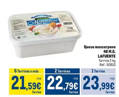 Oferta de Lafuente - Queso Mascarpone 48 M.g. por 23,99€ en Makro