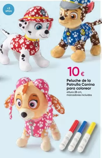 Oferta de Peluche De La Patrulla Canina Para Colorear por 10€ en Pepco