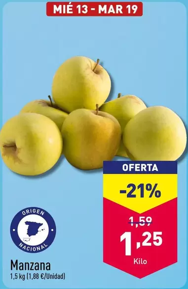 Oferta de Manzana por 1,25€ en ALDI