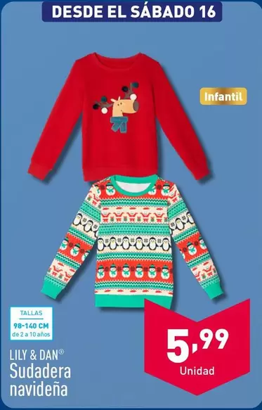 Oferta de Lily & Dan - Sudadera Navideña  por 5,99€ en ALDI