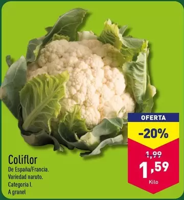 Oferta de Coliflor por 1,59€ en ALDI