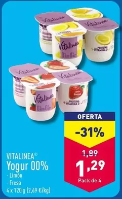 Oferta de Vitalinea - Yogur 00% por 1,29€ en ALDI