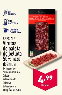 Oferta de Special - Virutas De Paleta De Bellota 50% Raza Iberica por 4,99€ en ALDI