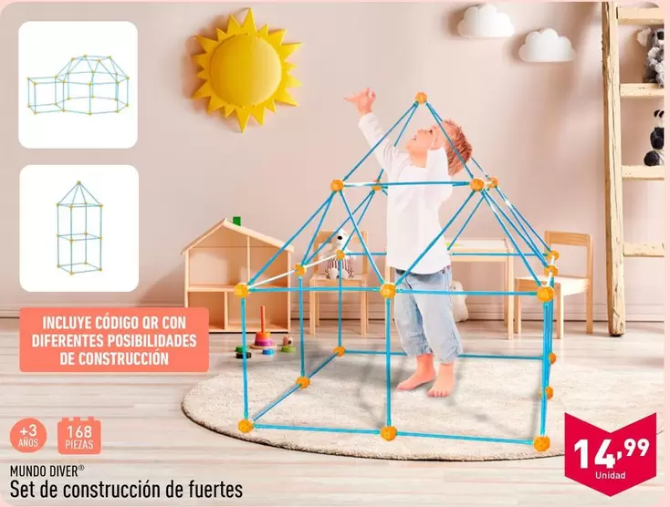 Oferta de Mundo Diver - Set De Construcción De Fuertes por 14,99€ en ALDI