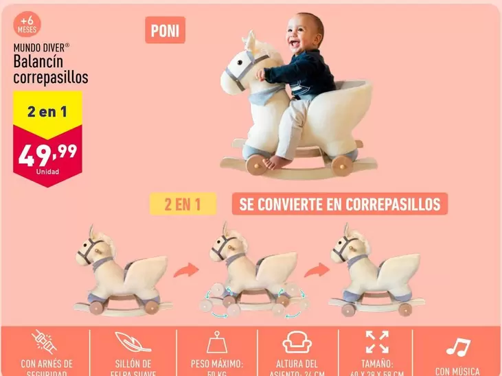 Oferta de Mundo Diver - Balancín Correpasillos  por 49,99€ en ALDI