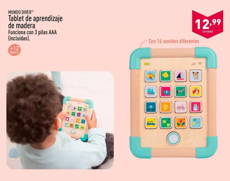 Oferta de Mundo Diver - Tablet De Aprendizaje De Madera  por 12,99€ en ALDI