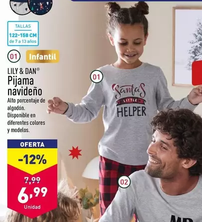 Oferta de Lily & Dan - Pijama Navideño por 6,99€ en ALDI