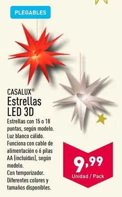 Oferta de Casalux - Estrellas Led 3d por 9,99€ en ALDI