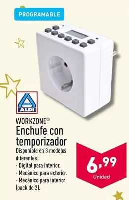 Oferta de Workzone - Enchufe Con Temporizador por 6,99€ en ALDI