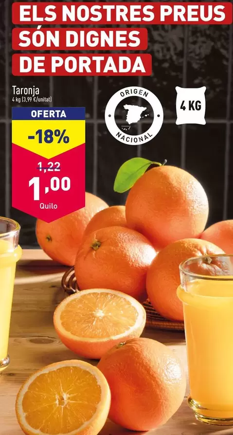 Oferta de Taronja por 1€ en ALDI