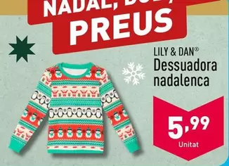 Oferta de Lily & Dan - Dessuadora Nadalenca por 5,99€ en ALDI