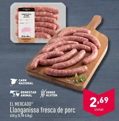 Oferta de El Mercado - Llonganissa Fresca De Porc por 2,69€ en ALDI