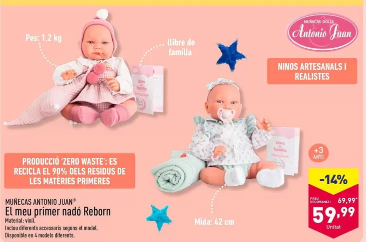 Oferta de Muñecas Antonio Juan - El Meu Primer Nadó Reborn  por 59,99€ en ALDI