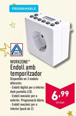 Oferta de Workzone - Endoll Amb Temporitzador por 6,99€ en ALDI