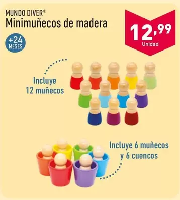 Oferta de Mundo Diver - Minimuñecos De Madera por 12,99€ en ALDI