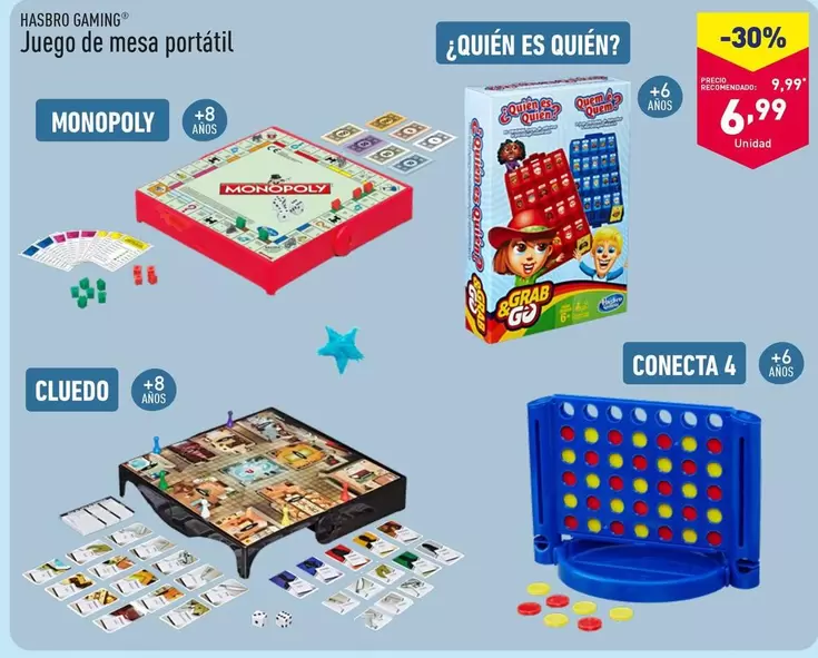 Oferta de Hasbro Gaming - Juego De Mesa Portatil por 6,99€ en ALDI