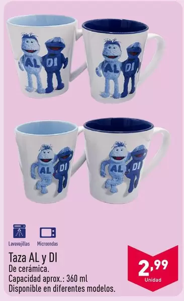 Oferta de Taza AL Y DI por 2,99€ en ALDI