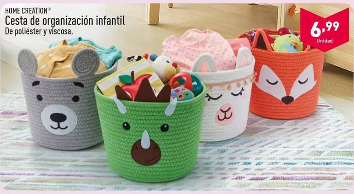 Oferta de Home Creation - Cesta De Organizacion Infantil por 6,99€ en ALDI