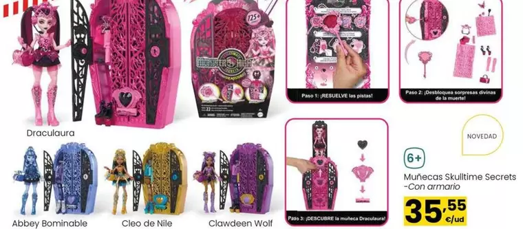 Oferta de Monster High - Muñecas Skulltime Secrets por 35,55€ en Eroski