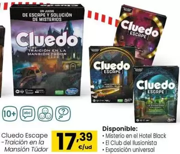 Oferta de Hasbro - Cluedo Escape por 17,39€ en Eroski