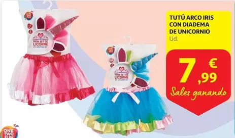 Oferta de One - Tutu Arco Iris Con Diadema De Unicornio por 7,99€ en Alcampo