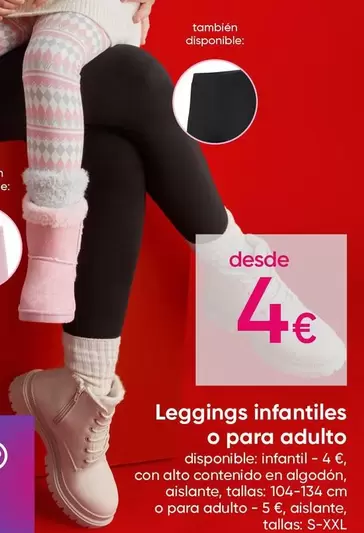 Oferta de Leggings Infantiles O Para Adulto por 4€ en Pepco