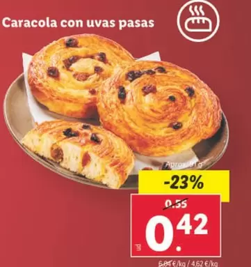 Oferta de Caracola Con Uvas Pasas por 0,42€ en Lidl